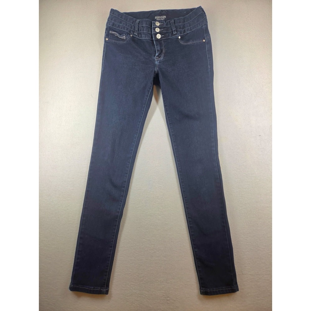 Amethyst Bodycon Dark Wash Skinny Jeans Triple Button Size 7 Womens
